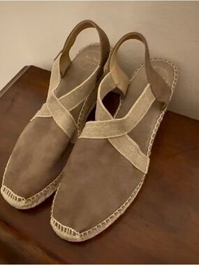 Toni Pons “Espadrille” wedge, elastic ankle, taupe, sz 10, used